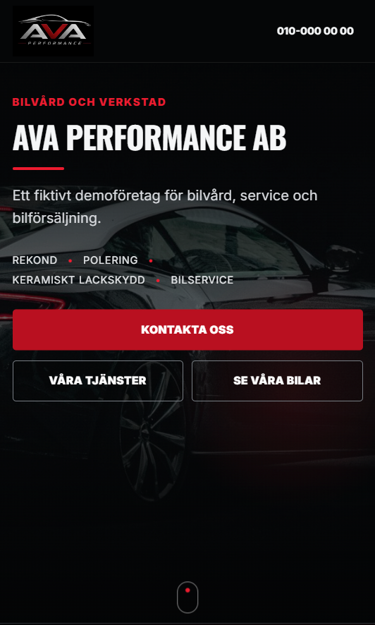 Konceptexemplet AVA Performance i mobilvy